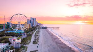 aerial view of myrtle beach at sunrise