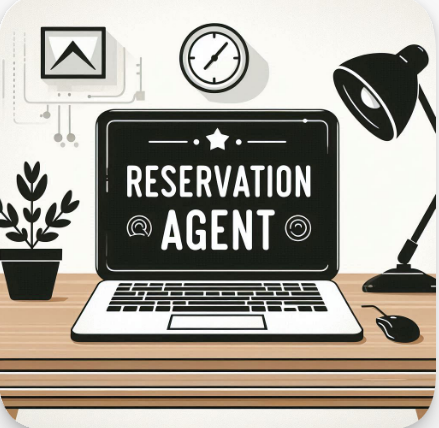 reservation agent on laptop illustration
